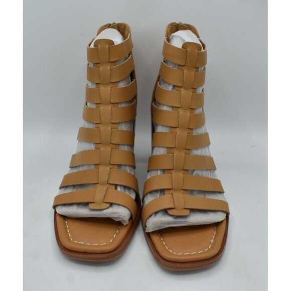 Sofft Womens Size 8.5 Stratford Luggage Leather Cage Zip Heeled Open Toe Sandals - Picture 3 of 11